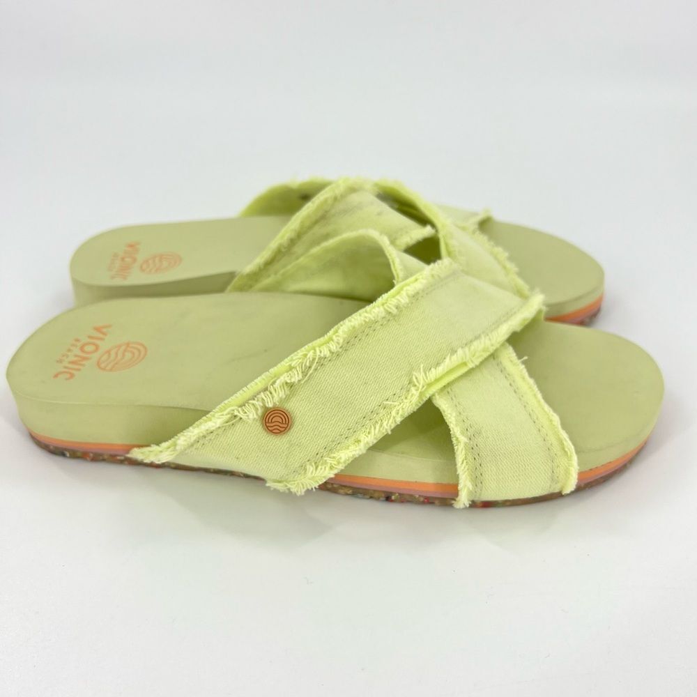 Vionic Beach Panama Crisscross Strap Slip On Sandals Pale Lime 7 - Picture 8 of 12